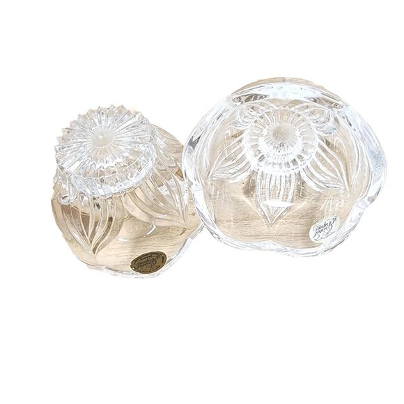 Set / 2 Candle Holders Genuine 24% Lead Crystal Glass Cristal d'Arques France EC - Picture 4 of 12